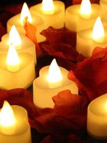 6/12/24 Stücke herzförmige warmfarbige flammlose LED Kerzen, 4,3 cm Nachtlicht dekorative Stimmungsbeleuchtung, kreatives Hochzeit Geburtstag Hochzeitskerzen Venue Dekoration Requisite Elektronische Kerze, Liebesgeschenk Valentinstag Dekoration