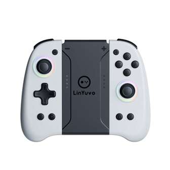 1 paire de manettes de jeu sans fil blanches LinYuvo KS31, avec joystick à effet Hall, double vibration, gyroscope 6 axes et fonction de réveil à bouton unique, convenant à la console OLED sans fil