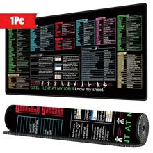 Excel Shortcut Keys Mouse Pad - Extended Large XL Cheat Sheet Gaming Mousepad | PC Office Spreadsheet Keyboard Mat | Non-Slip Stitched Edge