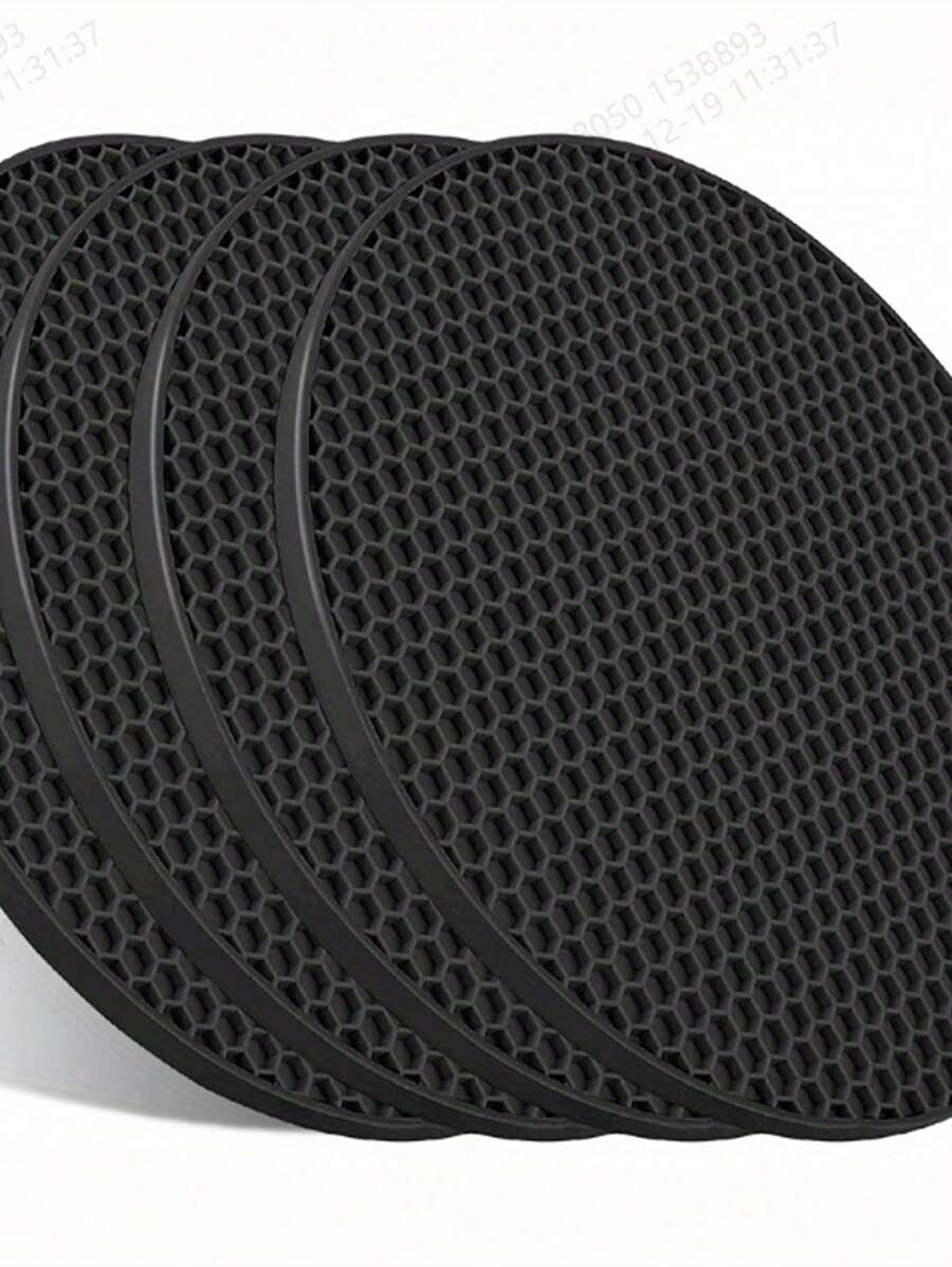 4 piezas de posavasos redondos de silicona con panal - resistentes al calor, flexibles, fáciles de limpiar, antideslizantes, protegen mesas y encimeras de cocina - ideales para platos, ollas y sartenes calientes, perfectos para diversas celebraciones festivas. Confirme que el tamaño del producto sea adecuado antes de comprar.