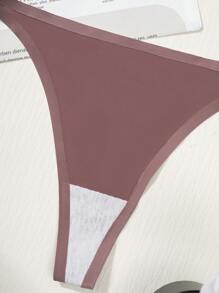 7 Pcs Women Seamless Dopamine Thong Panties, Solid Color Tagless Fashion Soft Sexy, Beach Bikini Set, Gift For Birthday, Valentine's Day, Christmas, Halloween