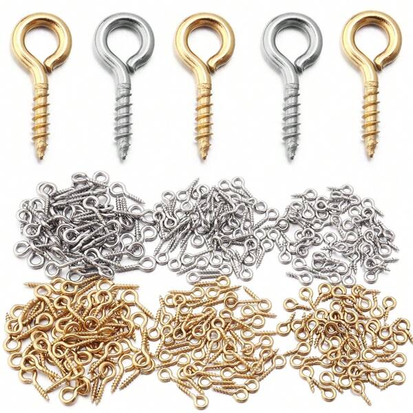 20-50Pcs/Set Stainless Steel Eyepin Keychain Hook Eye Pins Mini Screw Pendants DIY Threaded Pin Fitting DIY Jewelry Bracelet