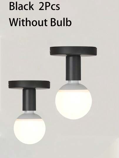 2pcs/Set Modern Nordic Retro Iron Art Ceiling Light Fixture, E27 Bulb Base, Suitable For Living Room, Bedroom, Bathroom, Kitchen, Balcony (Bulb Not Included)