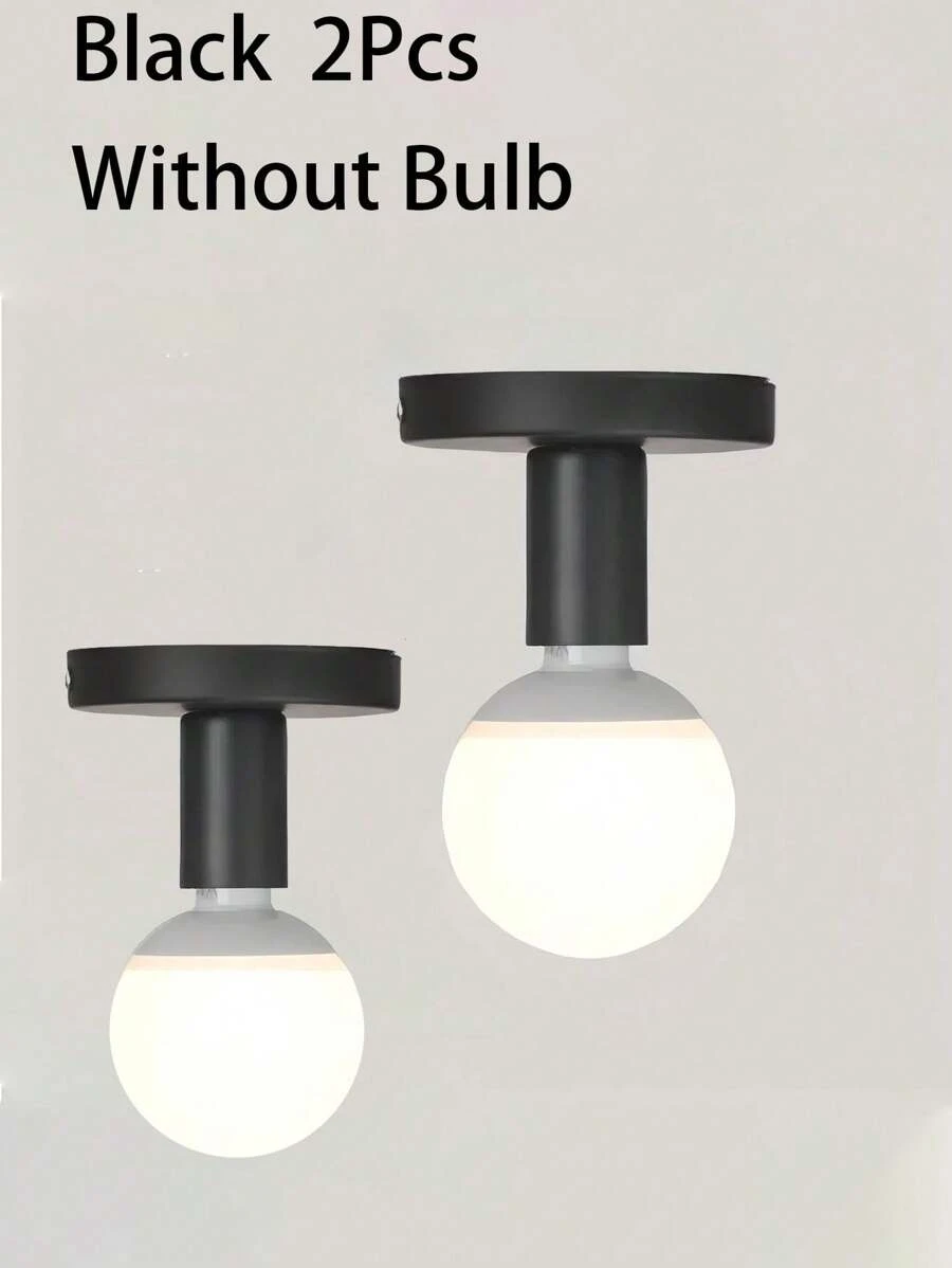 مجموعة من قطعتين من أجهزة إضاءة السقف الحديثة الشمالية المعاصرة والرجعية، قاعدة مصباح E27، مناسبة لغرفة المعيشة والنوم والحمام والمطبخ والشرفة (المصباح غير مشمول)