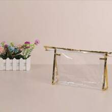 1pc Large Capacity Minimalist Transparent PVC Cosmetic Bag, With Laser Film Edging Craft - Zippered Travel Makeup Organizer, Toiletry Bag, Easy To Carry, Ideal Gift For Birthday And Christmas, Beauty Travel Pouch,For Holiday Beach, Bathroom Collection, Bedroom Collection, Large Capacity