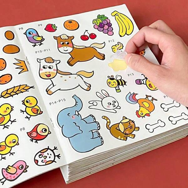 1pc Random Focus Training Sticker Book, Suitable For 2-6 Years Old Kids, Sticker Pasting & Early Education Enlightening Book