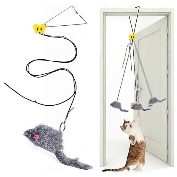 Giocattoli interattivi per gatti Kalimdor con piume, giocattolo retrattile per gattini, giocattoli interattivi appesi per gatti e gattini da interno per rincorrere, giocare ed esercitarsi, giochi di esercizio mentale per gattini (1 confezione)