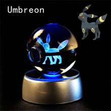 pokemon Bola de cristal de 3D Lámpara de base con Pikachu, Mew, Mewtwo y Pokeball de cristal Figura de bola de cristal Luz nocturna Regalo de cumpleaños