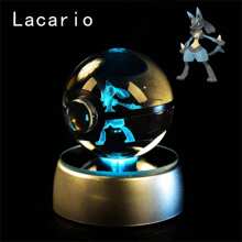 pokemon Bola de cristal de 3D Lámpara de base con Pikachu, Mew, Mewtwo y Pokeball de cristal Figura de bola de cristal Luz nocturna Regalo de cumpleaños