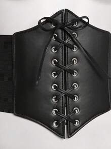 1 europäischer und amerikanischer modischer elastischer Bund für Frauen, hochwertiger und vielseitiger dekorativer Gürtel, schwarzer Bund, außen getragen Lolita-Bund Frauen Korsettgürtel für Kleider, Taillenformer zur Taillenschlankung und Bauchkontrolle Halloween Kostüm