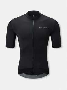 HISERWA White Cycling Short Sleeve Jersey, Classic Pro Competition Tight-Fit Highly Elastic Bicycle Shirts For Men, Full Zip, Wide Hem, Anti-Slip Gripper, 3 Rear Pockets + 1 Concealed Zipper Pocket, Reflective Trim, Seamless Cuffs, XS-XL