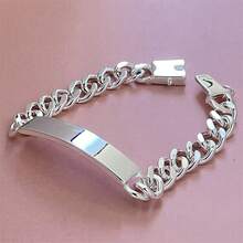 Popular Punk Style Warp Plate Simple Bracelet, Personalized Fashion Cuban Chain, European & American High-End - Silver - View 3