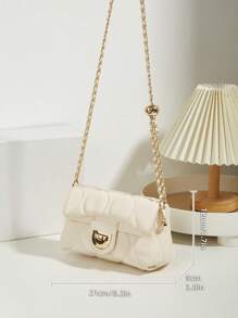 Bolso de hombro versátil de mujer de alta calidad con adorno de cadena, bordado de bola dorada pequeña, rombos y cuadros acolchados, adecuado para salir, citas, compras, ir al trabajo y uso diario como bolsa o estuche para lápiz labial. Excelente regalo.
