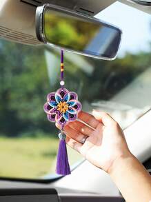 Kit de peinture de diamant Mandala - Décoration de voiture suspendue en cristal acrylique, Art spirituel DIY pour la maison et l'intérieur de la voiture, Cadeau de pleine conscience bohème pour les femmes (Matériaux premium)