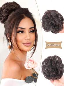 Pieza para el cabello con sujeción para moño desordenado, extensiones de cabello sintético ondulado y rizado para chongos, coletas y recogidos gruesos para mujeres - Multicolor - Ver 9