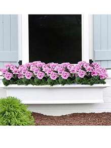 Geranios artificiales - Flores rosas realistas y hojas verdes. Para decoración tanto interior como exterior. Para decoración de bodas, jardines, porches, terrazas, cajas de ventana y macetas colgantes. Exhibiciones estacionales, resistentes a los rayos UV.