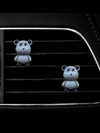 2 pezzi molletta per presa d'aria auto con decorazione orso cartoni animati, decorazione interna auto creativa a forma di orso, elementi essenziali per il viaggio