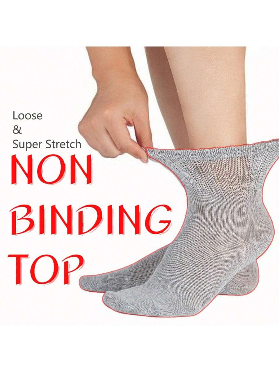 3/10 pares de calcetines transpirables para diabetes, calcetines cilíndricos medios sin restricción elástica para hombres y mujeres, regalo de salud, tela de alta elasticidad, calcetines neutros, calcetines con maldición dulce, los grandes calcetines D, calcetines con picos, sin restricción, parte superior tejida plana, cómodos