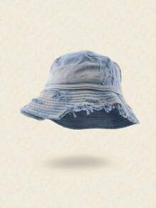 1pc Unisex Distressed Washed Bucket Hat, Versatile For Daily Wear And Outdoor Sun Protection, Suitable For Men And Women, Couple Matching - Multicolor - View 11