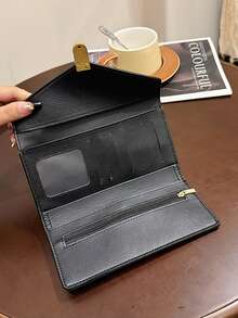 1 件女式 PU 长款花卉印花钱包，时尚百搭 3 折，大容量多卡槽拉链零钱包，复古扣超薄便携手提包，节日礼物女士钱包迷你钱包钱包长款钱包 - 棕色 - 查看 4