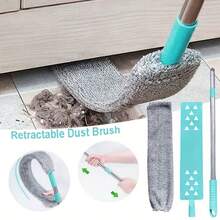 1pc Multifunctional Cleaning Brush, Microfiber Cleaning Brush With Extension Rod, Washable And Retractable Cleaner, Retractable Gap Dust Collector, Wet And Dry Cleaning Brush, Multifunctional Dust Removal Brush, Suitable For Sofa Bed And Furniture Bottom, Cleaning Supplies