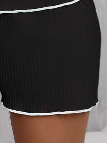 Conjunto de pijama de 2 piezas con blusa de manga corta y shorts para mujer, elegante ropa de casa a rayas con lazo y cuello en V, ligera y cómoda, apropiada para verano y primavera, ideal para vacaciones