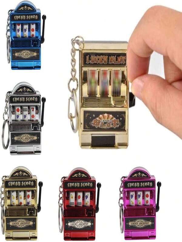 1 PC Mini automat do gier hazardowych Breloczki do kluczy Mini kasyno Szczęśliwy urok Jackpot Breloczki do kluczy Kieszonkowa torba z zabawkami antystresowymi
