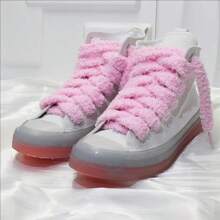 1 Pair Of Fluffy Cute INS Style Wide Lace Casual Shoe Accessory Rope For Women Shoes, Men Sneakers, Winter Shoes