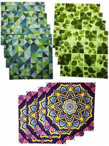 10cm*10cm Fiber Flocking Cleaning Cloth, Mandala Purple/Eucalyptus Green/Dreamlike Diamond Blue, Fiber Non-Lint Cleaning Cloth - Glasses/Camera Lens Cleaning; Jewelry Cleaning; 12pcs/Pack Delicate Fiber Flocking Cleaning Cloth
