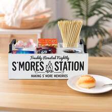 Somre's Station, Farmhouse S'mores Bar Holder With Handles - S'mores Caddy And Accessories Organizer For S'mores Supplies And Kit - Serving Tray For S'mores Maker - White - View 6