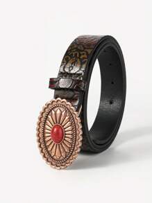 1 pièce Ceinture vintage minimaliste mode pour femme avec boucle turquoise, convient pour le port quotidien avec des jeans en été, l'école en automne, l'automne, Halloween