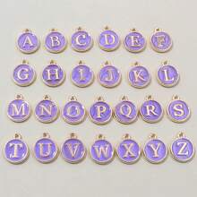 26 件/套 12x14 毫米 A-Z 字母饰物珐琅字母表首字母饰物吊坠手工 DIY 手链首饰制作配件 - 字母 - 查看 15
