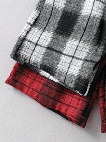 2 件年轻女孩简约舒适英伦风格夏季短裤，双色格子全印花松紧腰短裤，户外休闲运动复古童装，女孩日常旅行新款百搭 - 彩色 - 查看 4