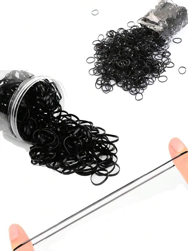 1000 elásticos de cabelo multicoloridos para mulheres, mini elásticos transparentes/pretos, pequenos anéis de borracha descartáveis, acessórios de cabelo simples de cor sólida para mulheres, uso diário, rabo de cavalo, penteados de casamento, prendedores de rabo de cavalo
