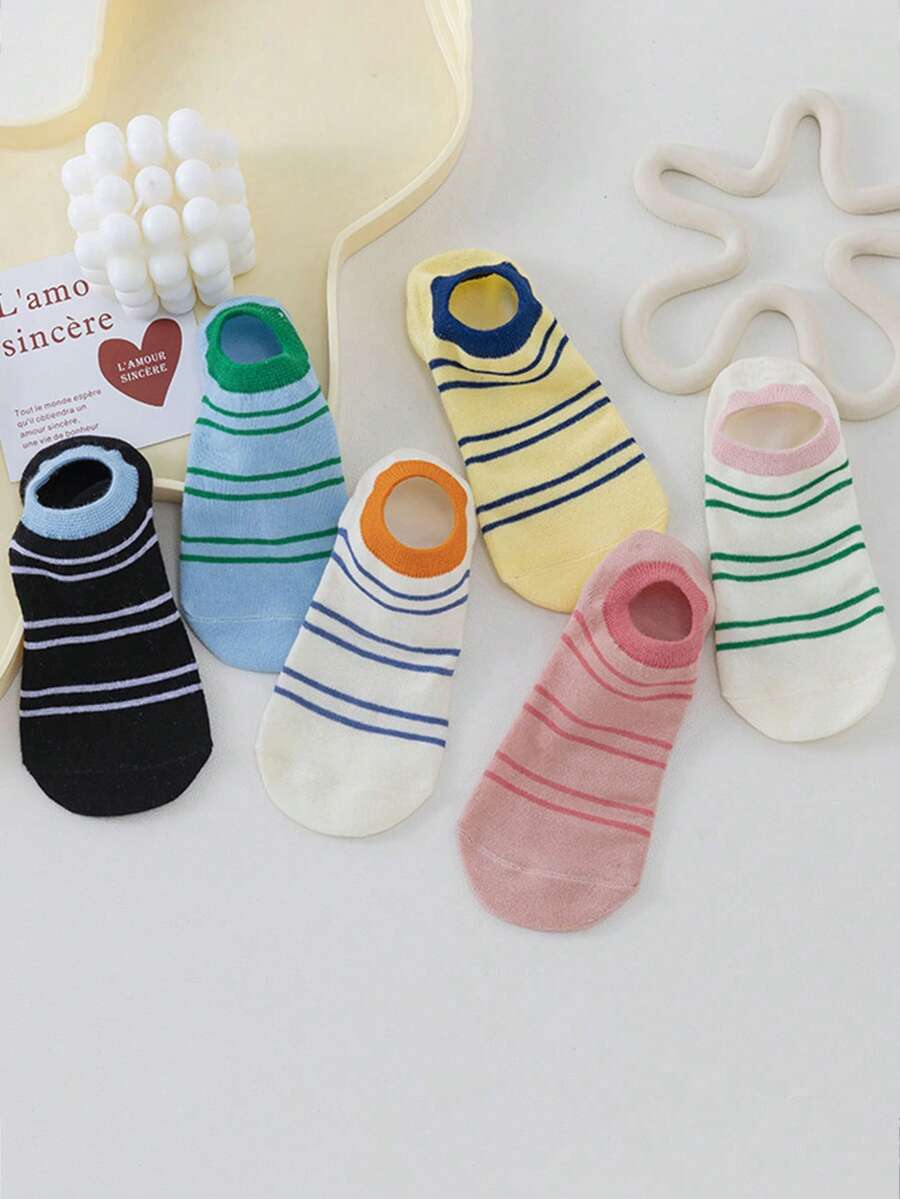 3 Pairs Women's Simple Shallow Invisible Boat Socks - Multicolor - View 1