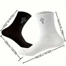 40pcs/20pcs/16pcs Unisex Black & White Crew Socks With Cross Pattern, Versatile & Comfortable, Non-Slip Moisture-Wicking.Suitable For Casual Wear, Yoga, Sports And Daily Wear In Spring, Summer, Autumn And Winter. Available In 10pcs/8pcs/4pcs/2pcs Sets. - Multicolor - View 5