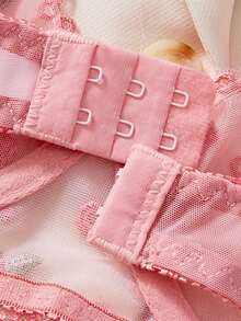 Style Dream Spring And Summer New Women's Sexy Underwear With Lace And Floral Embroidery, Ultra-Thin, 2 Pieces Set, Bra And Panties, Sweet And Cozy Feel, Pure Desire, Transparent, Triangle Panties, Valentine's Day, Couple's Bedroom, Intimate Apparel Ultra-Thin Bra & Panty Lingerie Set - Pink - View 5