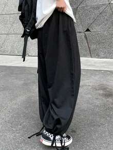 Fashionable High-End Loose Casual Adjustable Wide Leg Skort Black - Black - View 2