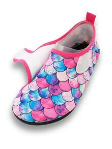 Zapatos para niños para uso en exteriores y playa en verano, calzado para niñas con suela de goma gruesa y suave, de escala de pez de colores, ligero y transpirable, para usar en el mar, agua, playa y senderismo - Rosa - Ver 6