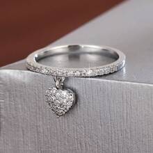 1 pieza Anillo de mujer con diseño de colgante en forma de corazón y circonita cúbica