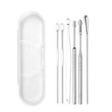 Set de 6 piezas de Palillos de oído de acero inoxidable, 8 piezas de Herramientas para eliminar la cera de oído, Cucharilla de oído de espiral de doble extremo, Kit de limpieza de oídos