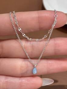 1pc Minimalist Round Cubic Zirconia Necklace, 925 Sterling Silver Pendant Clavicle Necklace, Elegant Jewelry Gift, Suitable For Girls Daily And Date Outfit Decoration - Style 1 - View 6