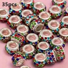 35pcs Shoes & Boots Decoration, Colorful Rhinestone Circle Shoelace Buckles DIY Jewelry Making Accessories Fit For Men, Women Sports & Casual Shoes