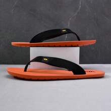 Men's Flip Flops Summer Rubber Non-Slip Durable Outdoor Slippers, Simple Solid Color Beach Sandals, Japanese Style
