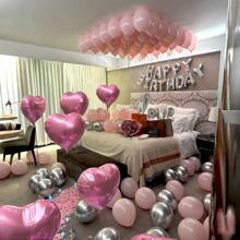 MZYI.LINGER 1050/21/200pcs Black & Silver Party Balloons Decorations, Silver Happy Birthday Banner, Chrome Silver Latex Balloons, Silver Heart Shaped Foil Balloons, 1000pcs Black Rose Petals, Suitable For Birthday Party, Birthday Decoration, Anniversary, Home Decor (18th/19th/20th/21st/25th/30th Birthday)