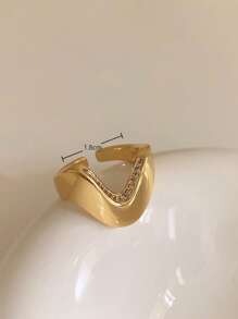 1pc Textured Minimalist Design Micro-Inlaid Luxury Rings, Versatile Personalized Open Finger Fashion Rings For Women