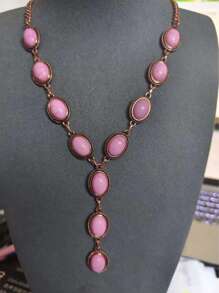 1 pezzo Collana da donna stile retrò western, con ciondolo a forma di Y e intarsi in turchese, adatta per spiaggia, vacanza, festa, collana per la clavicola