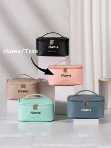 Customized Women's Portable Travel Makeup Bag With Compartments, Makeup Brushes Bag, Waterproof Pu Cosmetic Bag For Outdoor & Vacation, Khaki , Makeup Bag Makeup Pouch Skincare Bag Toiletry Bag School Supplies Travel Essentials Make Up Bag Holiday Essentials Makeup Bags Makeup Organizer Holiday Winter Gifts For Women Make Up Organizer Makeup Storage