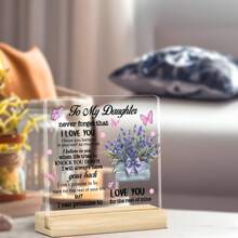1 pièce Plaque acrylique avec citation inspirante sur support en bois - Cadeau du cœur pour la fille de la part de la mère ou du père, décoration émotionnelle pour la maison ou le bureau, parfait pour la remise des diplômes, l'anniversaire, Noël