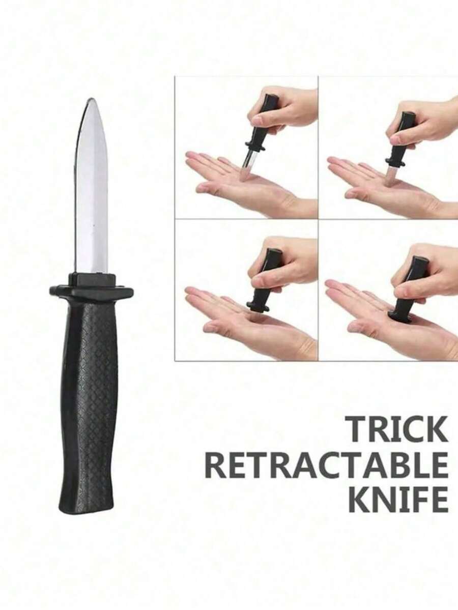 2 件套魔术伸缩刀 - 笑话和派对道具，塑料假刀，适合愚人节、万圣节、恐怖恶作剧、派对用品